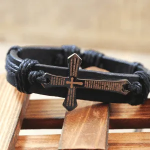 กำไลข้อมือหนัง ไม้กางเขน